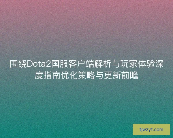 围绕Dota2国服客户端解析与玩家体验深度指南优化策略与更新前瞻